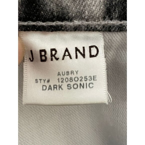 J Brand Aubrey Ankle Jeans Dark Sonic Women's Size 28 Black White Acid Wash Crop - Picture 10 of 12